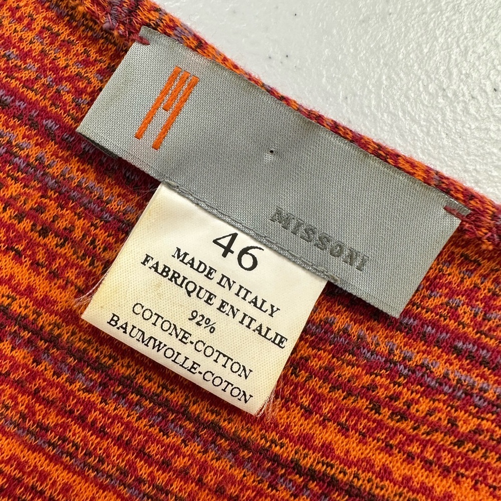 M Missoni Vintage 70s Style Knit Two Piece Orange Striped Tank Top Midi Skirt M - Picture 6 of 14
